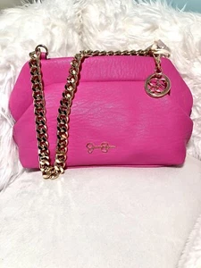 JESSICA SIMPSON Chelsea Clutch Purse W/Gold Chain Handle/Keychain Raspberry Rose - Picture 1 of 13