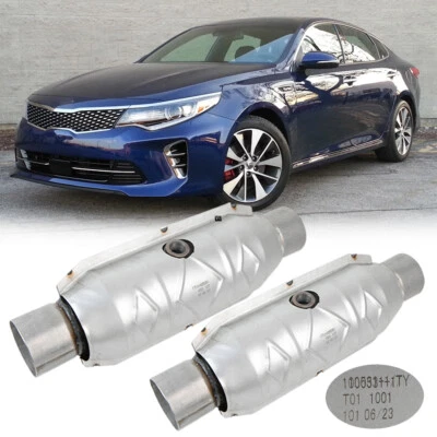 Каталитические преобразователи 2,5 дюйма для Kia Optima EPA с теплозащитным экраном из нержавеющей стали 2 шт. - Изображение 1 из 4