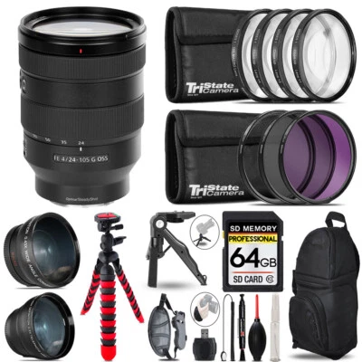 Sony FE 24-105mm f/4 G OSS Lens- 3 Lens Kit + Tripod +Backpack -64GB Kit - Image 1 of 4