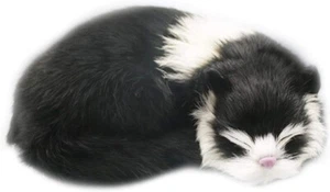 Soft Realistic Plush Simulation Cat, Photography Prop, Decoration, Black+White - Picture 1 of 4