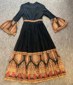 Vintage Maxi Dress Size S Long Black Pagan Fairy Witch Gothic Halloween Wicca - Picture 1 of 14