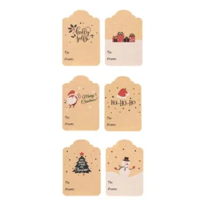 300Pcs/roll Merry Christmas Santa Claus Label Stickers Kraft Paper Handwritten - Photo 1/9