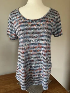 Lularoe Tunika U-Ausschnitt Oberteil Kurzarm mehrfarbig, toll zu Jeans Gr. Lg (9 - Bild 1 von 4