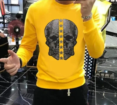 Nueva Moda Estrás Lujo Calavera Hombres Sudadera con Capucha Pullover Cálido Invierno Sudadera Foto 1 de 4