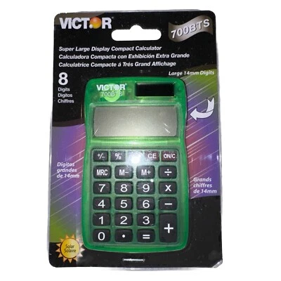 Victor 700BTS Basic Solar Calculator Green New Sealed - Image 1 of 4