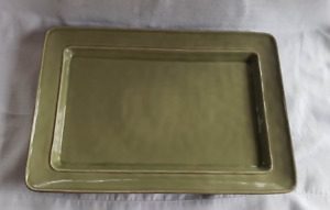 POTTERY BARN  Rectangular Serving Platter Cambria Celadon Green 16" x  11"
