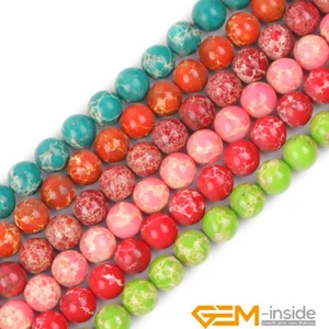 Wholesale Lot Sea Sediment Jasper Gemstone Round Jewellery Beads Loose 15" UK - Picture 1 of 146