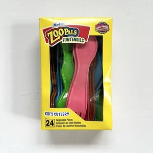 Zoo Pals Funtensils Plastic Ware Kids Cutlery Hefty Set Of 24 PREOWNED From 2007 - Picture 1 of 16