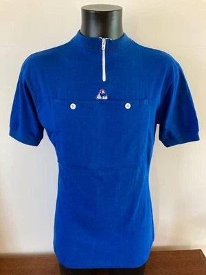 Ancien Maillot LE COQ SPORTIF 1960's Bleu (T.5) Poches Ventrales Vintage Jersey - Photo 1/4