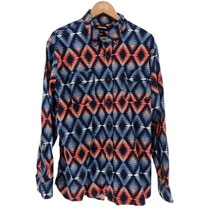 Lands' End Herren Langarm Knopf traditionelle Passform aztekisch bunt Large 16-16,5 - Bild 1 von 6