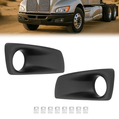 Black Fog Light Trim For Kenworth T660 2008-2015 Front Driver and Passenger Side Foto 1 de 4
