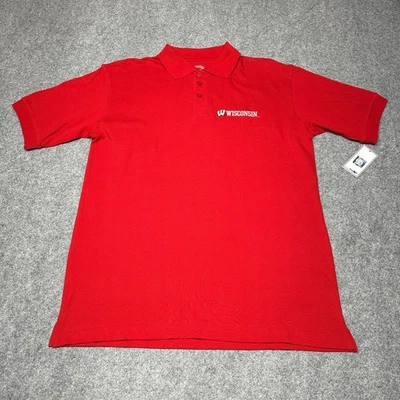 Новая мужская рубашка-поло Cadre Wisconsin красная средний размер хлопок с вышивкой - Изображение 1 из 4