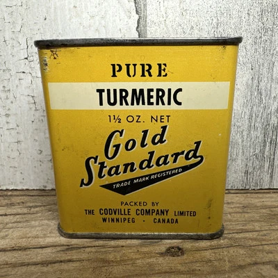 Vintage Gold Standard  Spice Tin - Turmeric -Codville Co Winnipeg Canada - Image 1 of 4