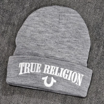 Gorro tejido gris True Religion - Gorra unisex con puños de invierno - Estilo Streetwear Foto 1 de 4
