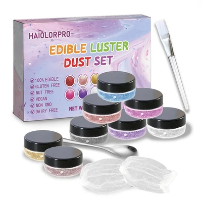 Edible Glitter for Cocktails, 8 Colors Luster Dust Edible, Edible Glitter for Ca - Image 1 of 4