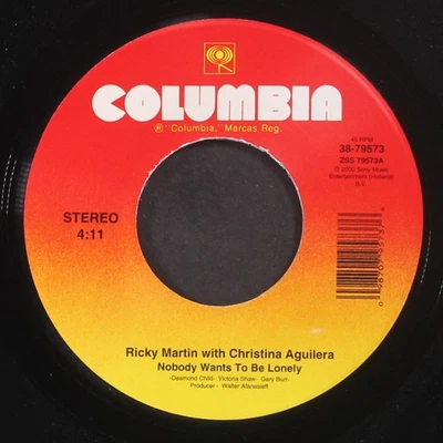 RICKY MARTIN W/ CHRISTINA AGUILERA: nobody wants to be lonely COLUMBIA 7" Single Foto 1 de 2