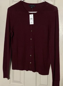 LOFT Strickjacke Strass Knopfleiste Burgund Wollmischung Gr. M leicht Neu mit Etikett - Bild 1 von 4