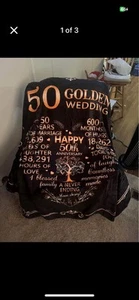50th Anniversary Throw Blanket - Golden Wedding Couple Gifts - 50 Years of Ma... - Picture 1 of 3