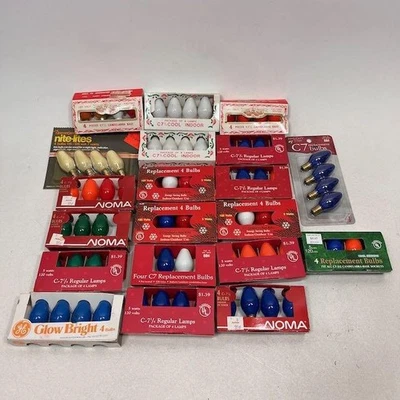 Lot 19 Vintage C7 1/2 Christmas Replacement Bulb Sets NOMA GE Liberty Bell - Image 1 of 4