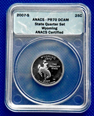 2007-S - Wyoming State Quarter - ANACS-PR70 DCAM  N1470 - Image 1 of 3