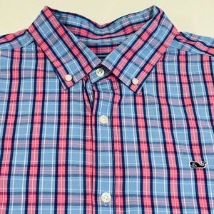 Camisa Vineyard Vines Ballena Abotonada Para Hombre Talla XL Cuadros Rosa Azul Algodón - Imagen 1 de 12