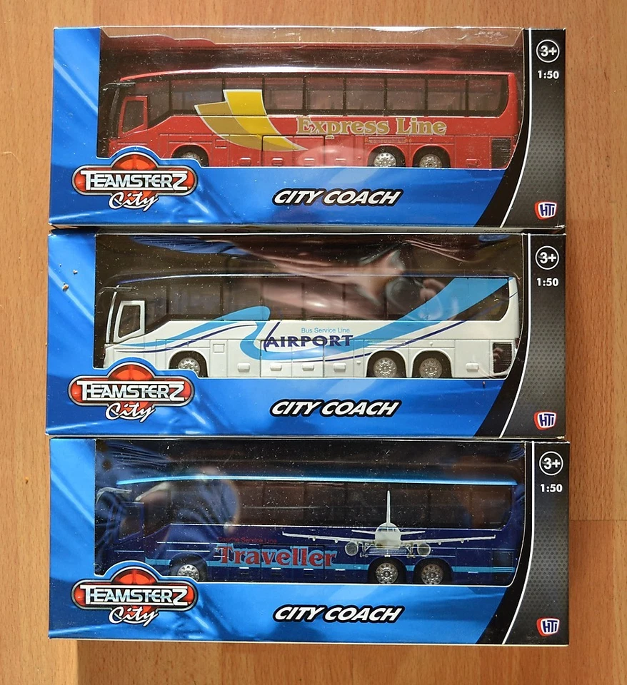 TEAMSTERZ Miniature Rouge Blanc Ou Bleu City Coach Aéroport Bus Garçons Jouet - Photo 1/1