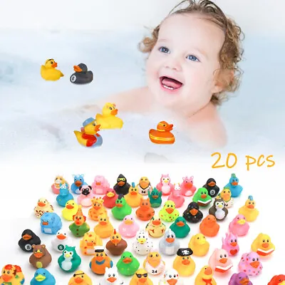 20Pcs Assorted Ducks Squeak For Kids Rubber Duck Bath Tub Pool Toy Cute Duck • 10.49£