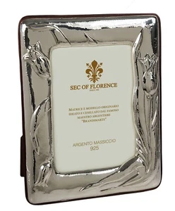 9"x7" in Solid 925 Sterling Silver Photo Picture Frame TULIPANO /18x24 USA - Picture 1 of 9