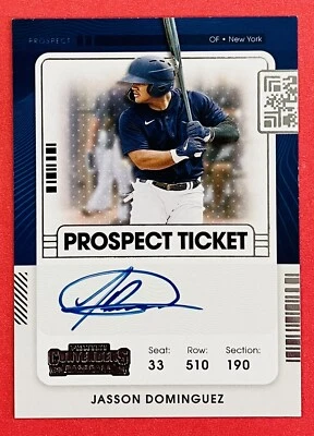 Jasson Dominguez Auto Panini Contenders Prospect Ticket Autograph NY Yankees - Image 1 of 3