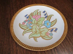 VINTAGE SEHR SELTEN SIGNIERTER SYRAKUS PORZELLAN SCHWERER GOLDRAND "SHELLEDGE FLORAL" 10" TELLER - Bild 1 von 12