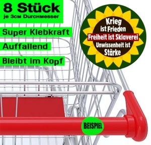 8pcs Shopping Cart Stickers 3cm Vinyl - Green War is Peace Freedom is S - Picture 1 of 1