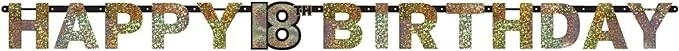Amscan Adult Gold 18th Celebration Letter Birthday Banner - Image 1 of 1