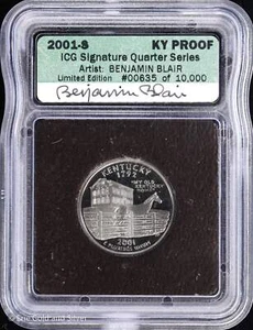 2001-S 25C Proof Kentucky State Quarter ICG Signature Quarter Series | Artist Si - Picture 1 of 4