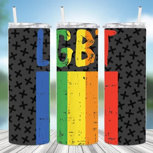 LGBTQ+ 10- Incluye un vaso, tapa y pajita aislados de metal de 20 oz - Imagen 1 de 3