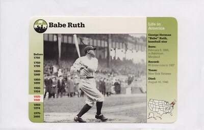1995 Grolier Baseball Postcard Sized Cards Babe Ruth Yankees & Jackie Robinson - Image 1 of 4