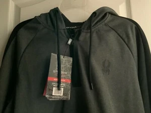 New Men’s- Spyder Active Hooded 1/4 Zip Sweatshirt - SPM815A Dark Gray. Medium - Picture 1 of 3