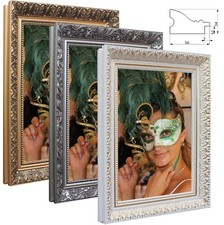 Frame Vienna Wood Photo Poster Antique Baroque Ornamental Shabby Gold Silver