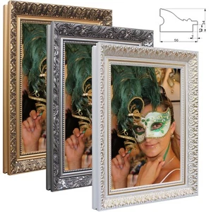 Bilderrahmen Wien Holz Foto Poster Rahmen Antik Barock Prunk Shabby Gold Silber - Bild 1 von 21