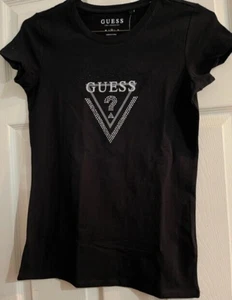 GUESS Tee GUESS sz.L OR XL🎁❤️ Jet Black Color Rhinestone New w/tag - Picture 1 of 5