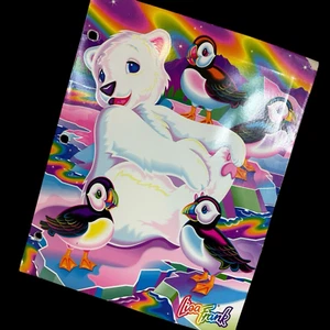 LISA FRANK Paper Folder Roary Polar Bear and Puffins 3 Ring Used 12x9.5" - Picture 1 of 14