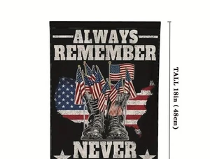 Patriotische 12x18" doppelseitige Gartenflagge Always Remember Never Forget - Bild 1 von 5