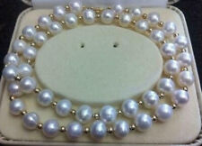 Charming 8.5-9mm Round Genuine Akoya White Pearl Necklace 20" 14k Gold P
