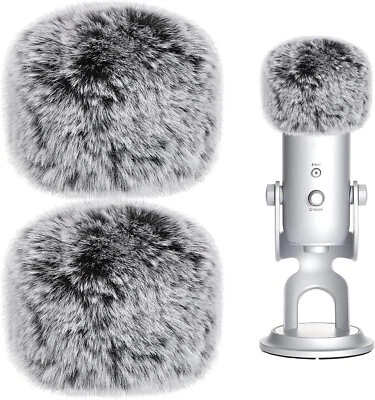 2 Pcs Microphone Furry Windscreen Wind Muff Furry Windscreen Muff Fluffy ASMR - Image 1 of 4