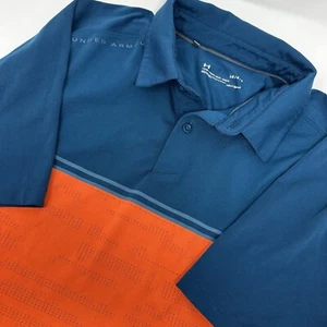 UNDER ARMOUR Heatgear Herren Performance Golf SS Polo orange & blau ~ Größe Large - Bild 1 von 10