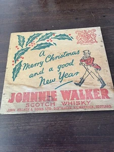 old advertising bar Johnnie Walker Christmas Scotch Whiskey Wood Crate End Box - Picture 1 of 8
