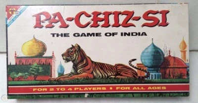 PACHISI Board Game Tiger Cover Classic Game of India Vtg PARCHEESI Family Game - Image 1 of 4