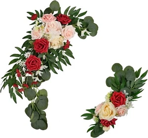 Artificial Flower Swag Wedding Arch Flowers Arch Rustic Marsala Flower 2 Pack - Picture 1 of 8