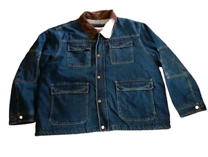 Wrangler Denim Sherpa Lined Chore Coat Barn Jacket Vintage Mens 3XL - Picture 1 of 7