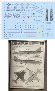 1/32 AV-8B Harrier II Jet US Marine VMA-223 Bulldogs 162946 Markings Water Decal - Picture 1 of 3