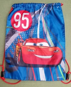 DISNEY MCQUEEN THE CARS BLUE DRAWSTRING BAG BACKPACK TRAVEL STRING DISNEYLAND - Picture 1 of 2
